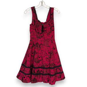 Hot Topic Skull Corset Dress Goth Punk Skulls Whimsy Goth Red Black Mini XS